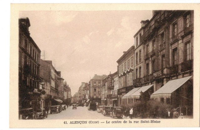 ** TOP CPA , Alençon, Le Centre de la rue Saint-Blaise, Automobiles
