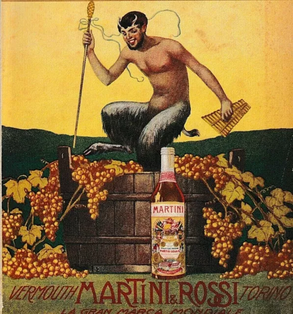 Pubblicita' 1914 Martini E Rossi Vermouth Vino Torino Fauno Uva Tino Vendemmia