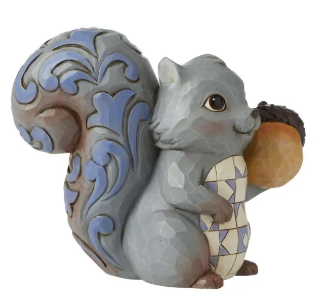 Jim Shore HWC Gray Squirrel w Acorn Mini Figurine Enesco 3.5”H.stone Resin NIB 3
