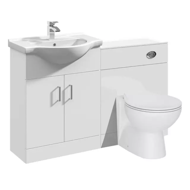 Vanity Unit Combined Sink Toilet Bathroom Suite Furniture Set Pan Cistern 1250mm