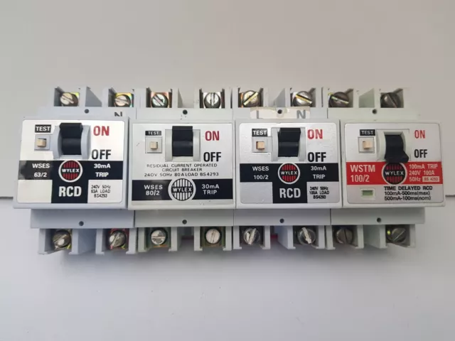 WYLEX WSES RCD, CIRCUIT BREAKERS, 63/2 63A 30mA, 80/2 80A 30mA & 100/2 100A 30mA