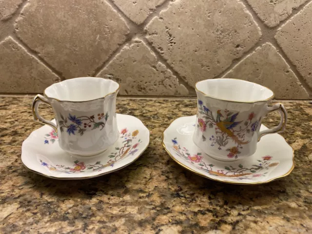 VINTAGE HAMMERSLEY BIRD OF PARADISE-PEACOCK- TEA CUP & SAUCER-England,BONE CHINA