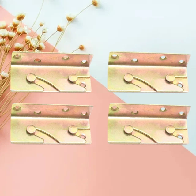 4 piezas fijaciones de rejilla de cama soporte de marco inoxidable dorado