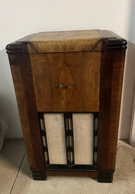 LA VOCE DEL PADRONE radio grammofono mobile legno noce, FUNZIONANTE VINTAGE