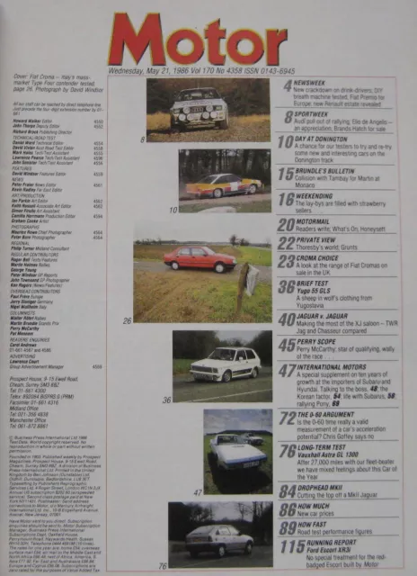 MOTOR MAGAZINE 24/5/1986 featuring TWR Jaguar XJ, Chasseur, Fiat road ...