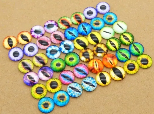 30 Eye Glass Cabochons 12Mm-Cat/Dragon Eyes-Flatback/Jewellery/Gem-Cabochon-Pair