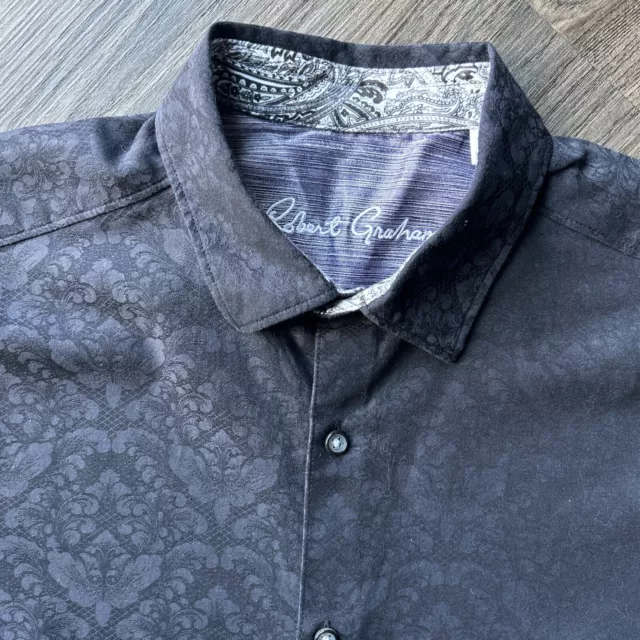 Robert Graham Short Sleeve Shirt Men’s XL Black Paisley Classic Button Up EUC