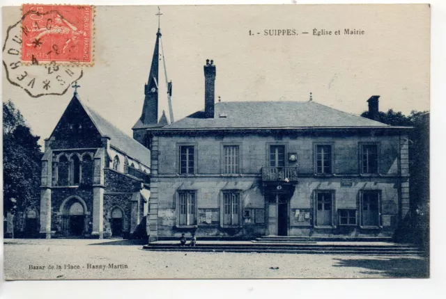 SUIPPES - Marne - CPA 51 -  la mairie et l'église -