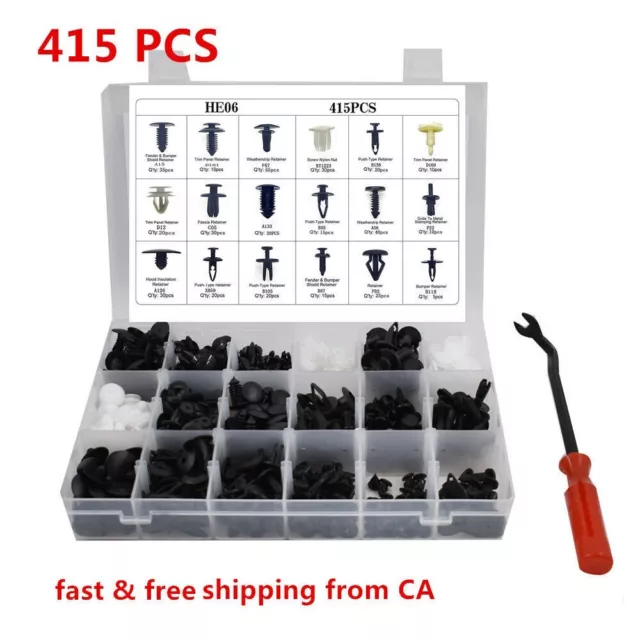 415x Bumper Fastener Clips Auto Car Hole Plastic Rivets Retainer Fender Push Pin 2