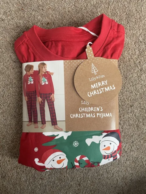 Pigiama di Natale bambini Lily&Dan pigiama maniche lunghe età 5-6 anni nuovo con etichette