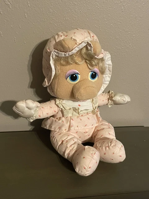 Miss Piggy Muppet Babies Plush Pink Pampers Stuffed Animal Toy Hasbro 1984 VTG