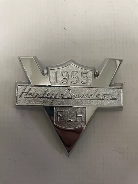 Harley Davidson Chopper Bobber Panhead FLH 1955 Metal Chrome Front Fender Emblem