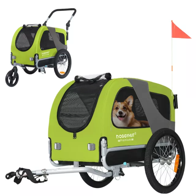 DOGGYHUT® Premium MEDIUM Hundeanhänger & Jogger 2 in 1 Fahrradanhänger