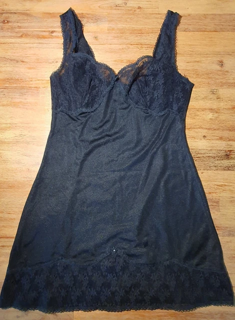 RARITÀ: TRIUMPH sottovestito classico AMOURETTE WH, taglia 38, nero * VINTAGE