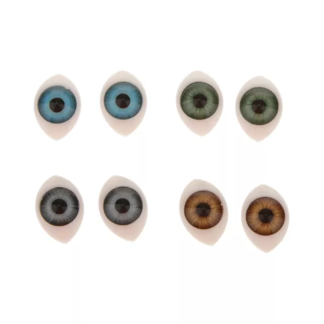 4 Pairs Oval Flat Realistic Plastic Eyes for Reborn Dolls Making Supplies 9mm 3