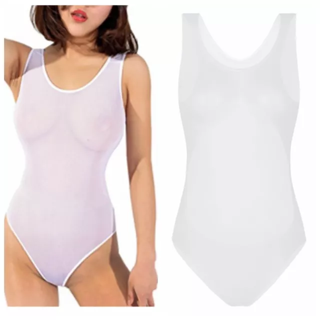 Women Lingerie One Piece Monokini Sheer Mesh Swimwear Leotard Bikini Bodysuit