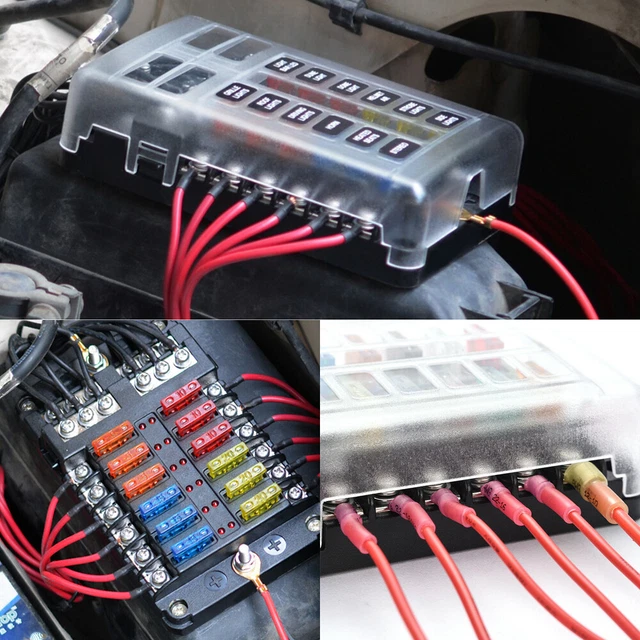 Waterproof Blade Block Fuse 12-Way Box LED Indicator Holder For Car Boat Marine