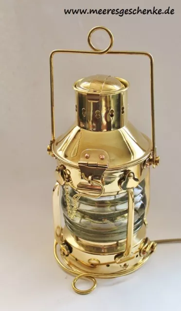 Bootslampe Schiffslampe Ankerlampe Messing elektr. 230 V E14 ca.24 x Ø 12cm
