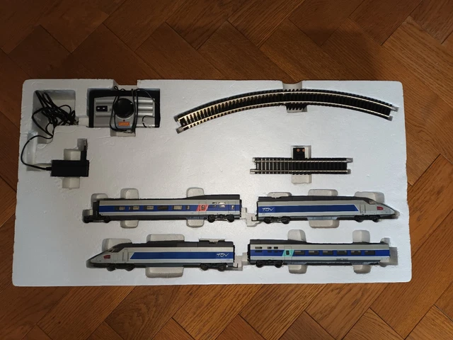 CoffreT ho jouef tgv eurostar 4 element rail transfo complet en boite bel etat - Modélisme