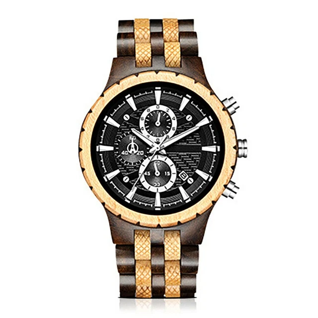WWOOR Orologio Sportivo Uomo Multifunzione – Cronografo Al Quarzo, Datario, Luce LED, Impermeabile 30m, Oro