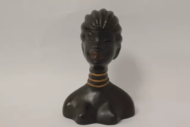 Sculpture céramique buste femme africaine (67381)