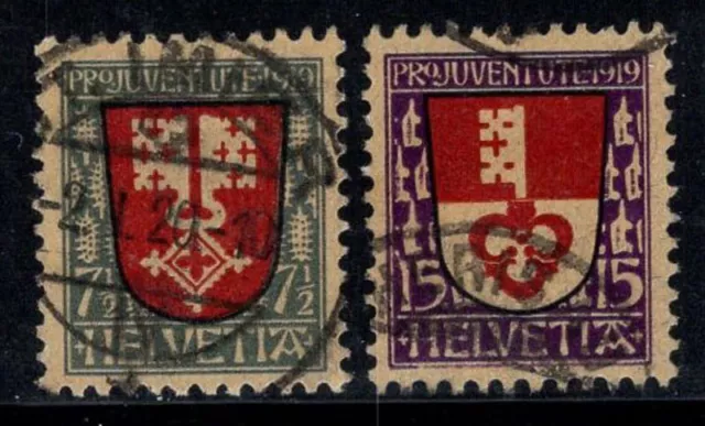 Suisse 1919 Mi. 149, 151 Oblitéré 100% Pro Juventute, emblème