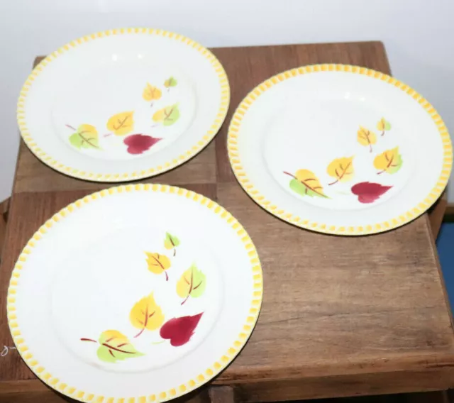 Assiette plate Digoin Sarreguemines service alouette décor de feuille X 3