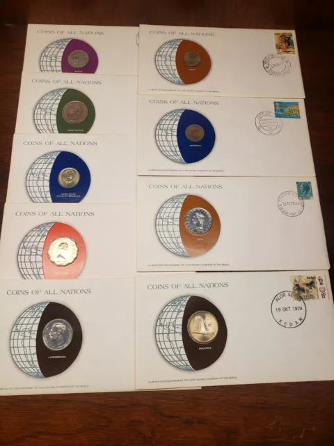 9 Coins Of All Nations certified FRANKLIN MINT