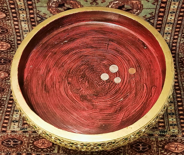 BURMESE ALTAR TABLE vtg thai temple buddha bowl sculpture gold gilt wood lacquer 8