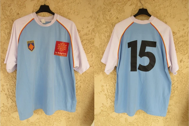 MAILLOT RUGBY VINTAGE porté n°15 bleu blanc rouge STAG RUGBY ENGLAND shirt 44 EUR 44,90 - FR