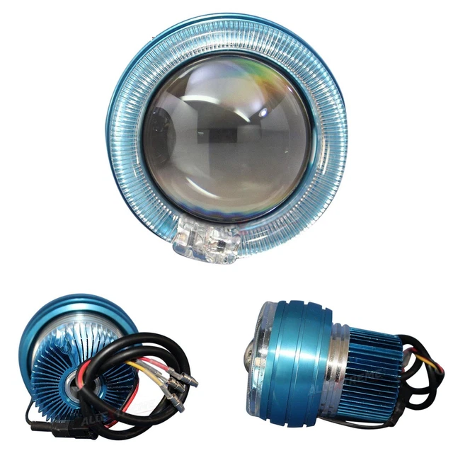 Tout Neuf Blanc LED Projecteur Rond Phare pour Motos Moto 18W Bleu Rouge