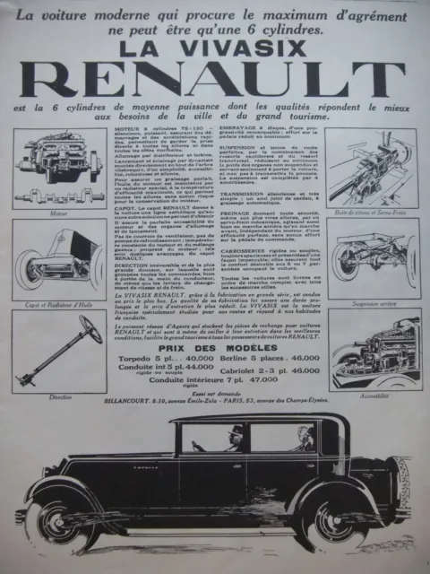 1927 Advertisement Renault La Vivasix La Car Modern 6 Cylinder Torpedo
