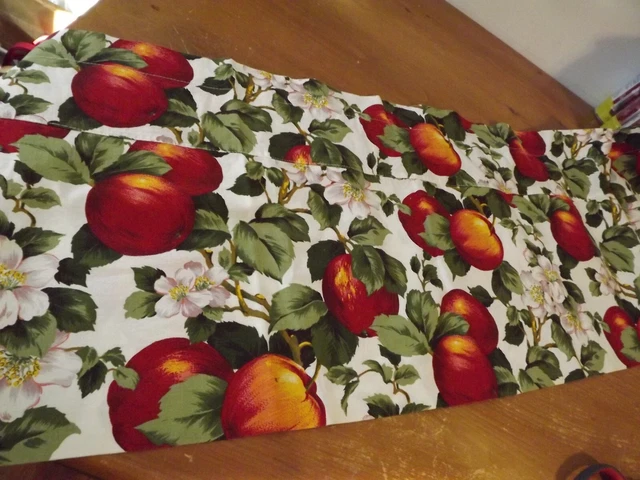blouson FRUIT & FLORAL VALANCE red apples & magnolias 64Wx14.25