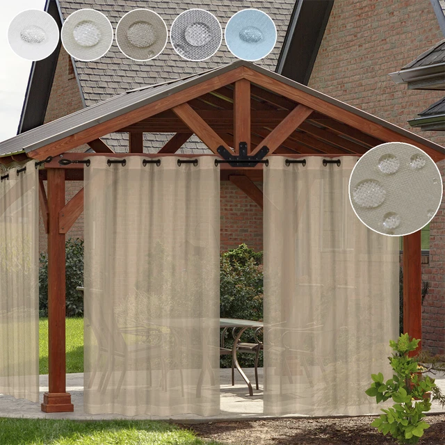 Sheer Outdoor Curtains Patio Waterproof Voile Drapes Gazebo Garden Pergola Panel