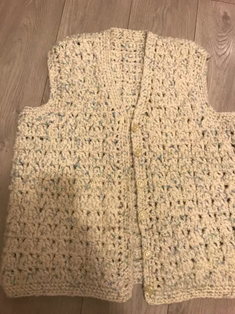 Lovely Vintage Hand Knitted Wool  Waistcoat Size L