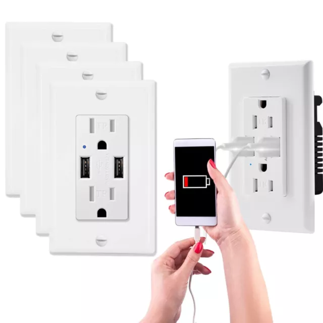 Receptáculo resistente a la manipulación con salida USB 15A doble de alta velocidad 4.2A para iPhone 5Pack