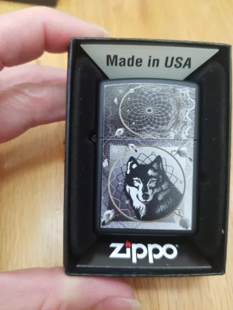 Zippo Wolf Dreamcatcher Black Matte. New In Box