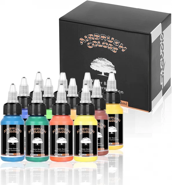 Pintura aerógrafo acrílico SAGUDIO 12 x 30 ml 30 ml (paquete de 12), SD AWP-3012