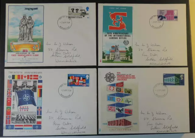 GB 1969 fdc x4 anniversaries euopa nato alcock brown aviation good used