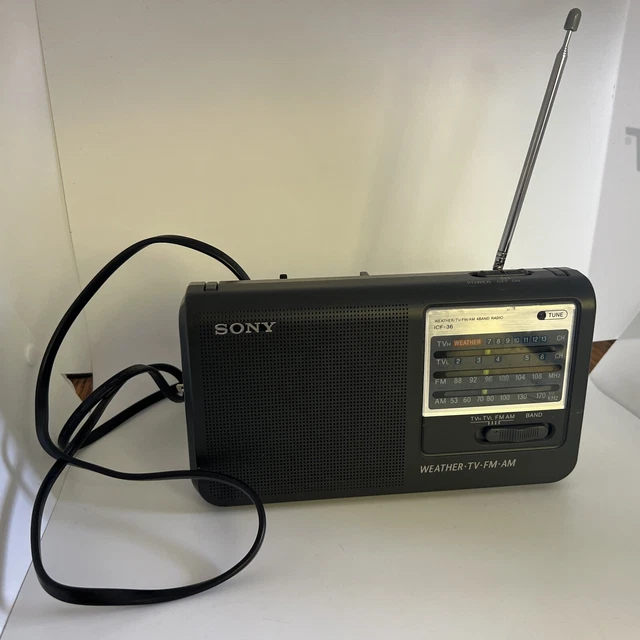 Sony ICF-36 Portable AM / FM / TV/Weather Band Radio 4 Band Portable Radio Works