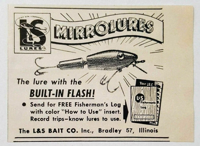 1954 Print Ad L&S Mirrolures Fishing Lures Bradley,Illinois