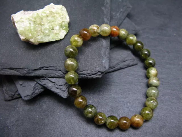Vesuvianite Idocrase Genuine Bracelet ~ 7 Inches ~ 8mm Round Beads