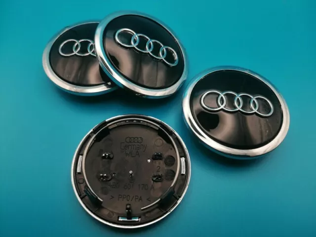 4 x Tapas llantas tapa bujes para Audi 69mm Negro.