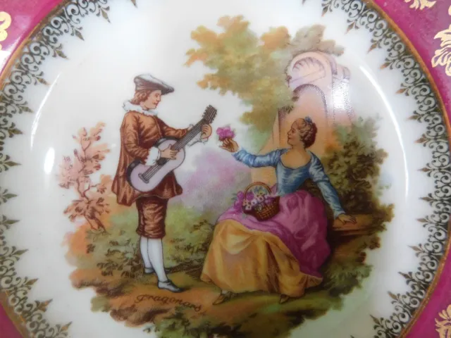 Vintage Limoges Decorative Small Plates Courting Couple Portraits 3