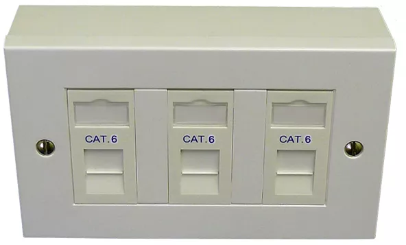 Modules de sortie de données 3 voies Cat 6 triple RJ45 boîte arrière réseau Ethernet