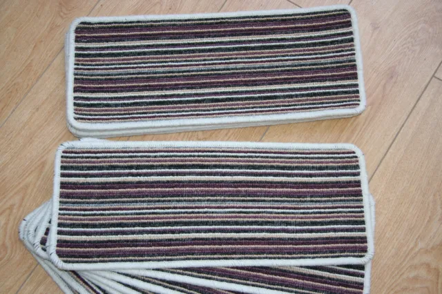 14 Stripey Open Plan Carpet Stair Treads Purple Pads! 14 Large Pads! Stripe