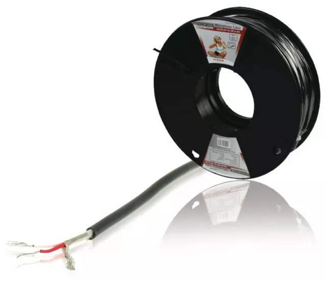 König Mikrofon Kabel Kabel Kabel 100 m Rolle (2x0,08 mm2) schwarz
