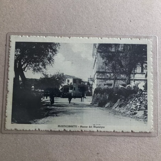 A) Cartolina formato piccolo Montelibretti Roma piazza municipio  1913