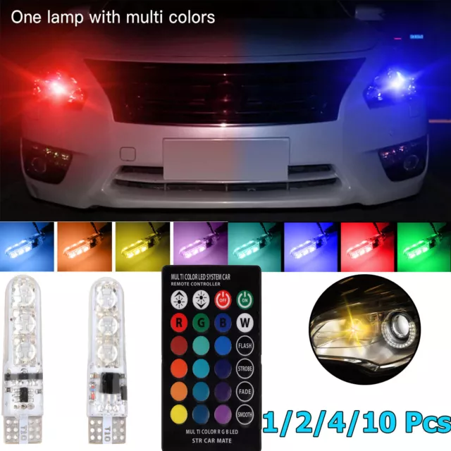 LED T10 Remote Control W5W 501 RGB Color Changing Car Wedge Side Light Bulbs UK