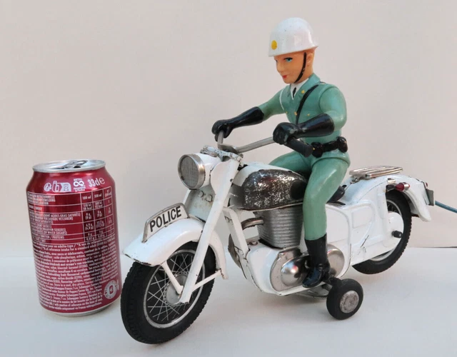 Moto rouge Paya et pilote jouet ancien tôle lithographiée Etat